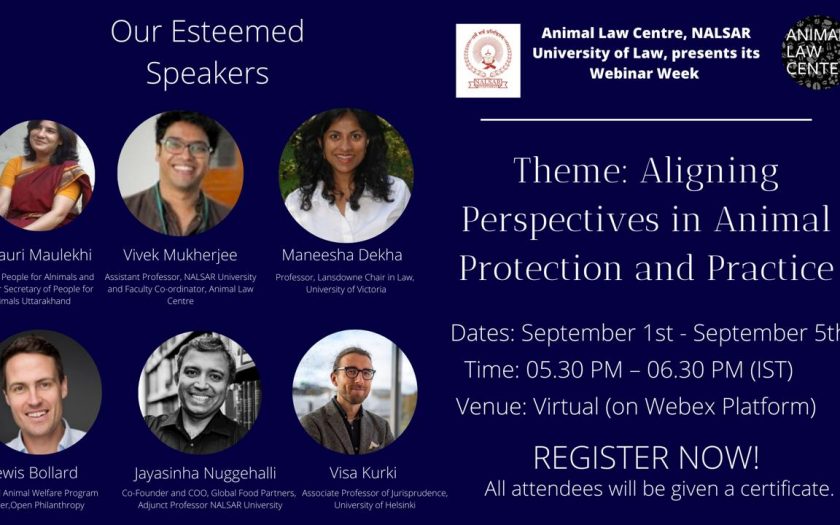 Animal Law Centre Event details and names of the panelists.