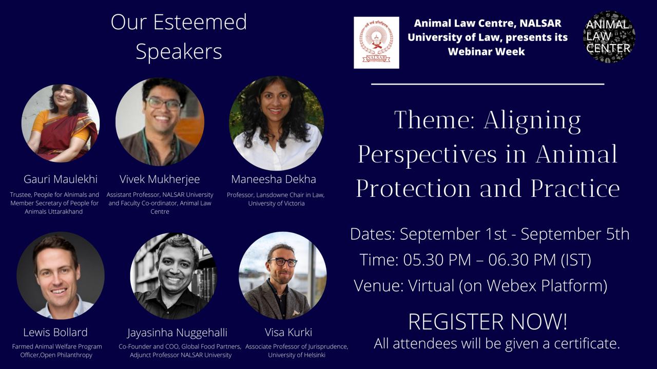 Animal Law Centre Event details and names of the panelists.